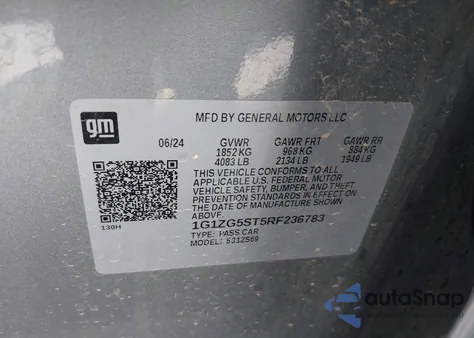 2024 Chevrolet Malibu Rs z USA, uszkodzony, nr VIN 1G1ZG5ST5RF236783